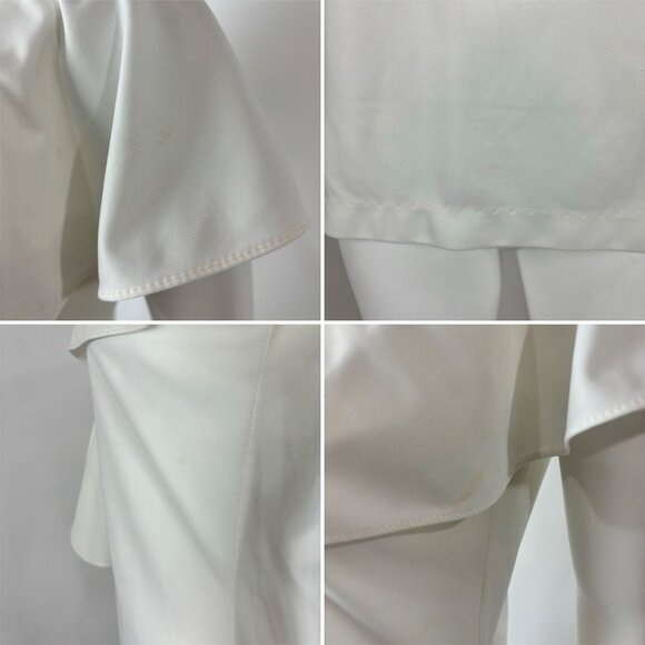 Vintage 70s Necktie Top Women's Small White Flutter Sleeves Capelet Buckle - Picture 10 of 11